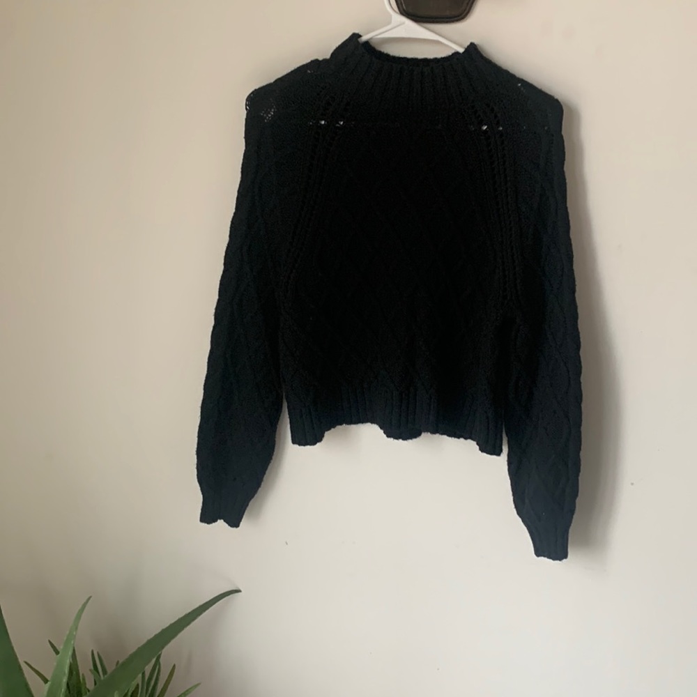 American Eagle Cable Knit Black Sweater